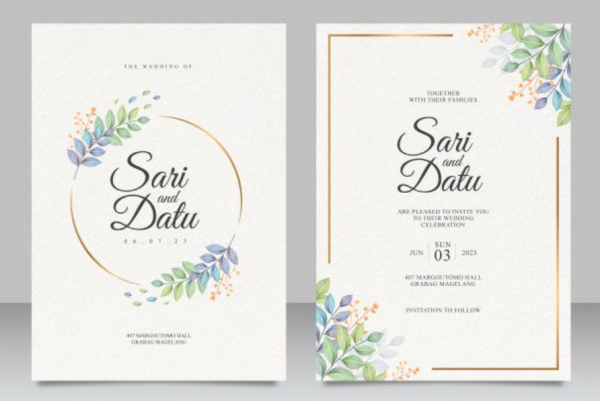 Undangan Penikahan Sederhana Motif Daun